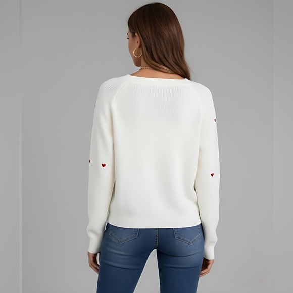 Beige Frenchy Heart Embroidery Button Front Cardigan - Picture 4 of 11